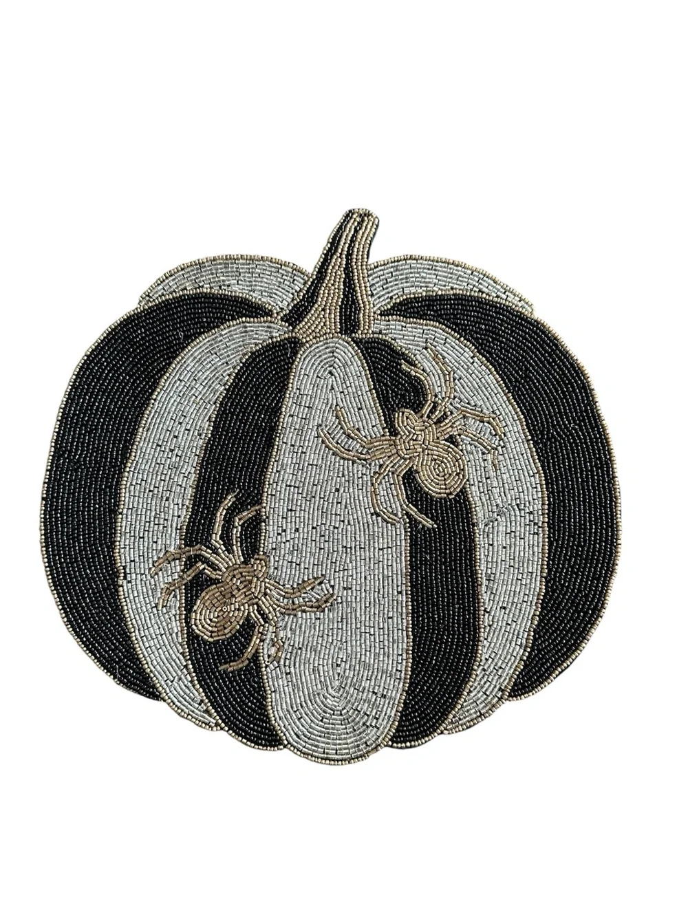 Set of 4 Christian Siriano Halloween Pumpkin Spider Beaded Placemats Chargers